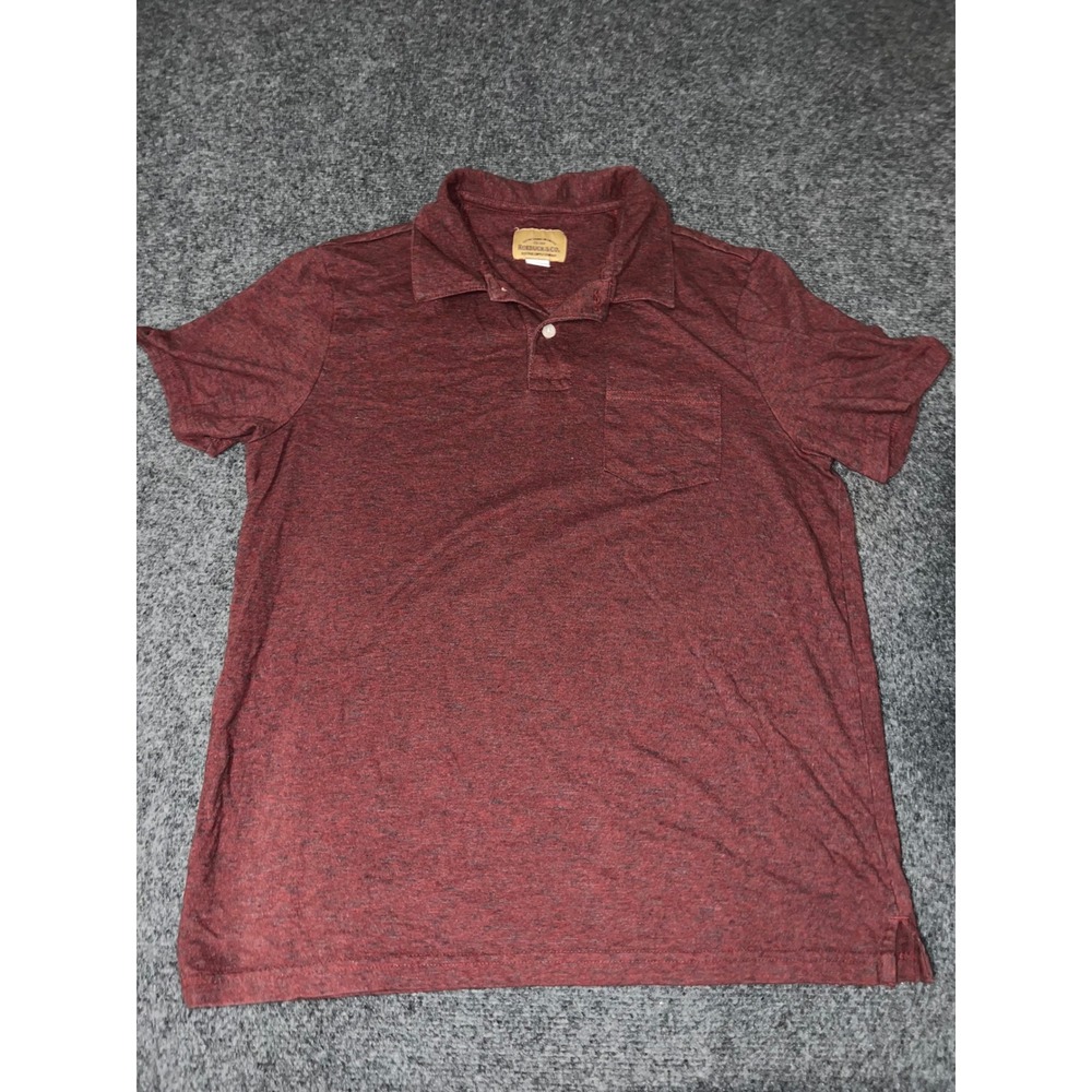 Roebuck & Co Mens Large Burgundy Heather Short Sleeve Pocket Polo Shirt